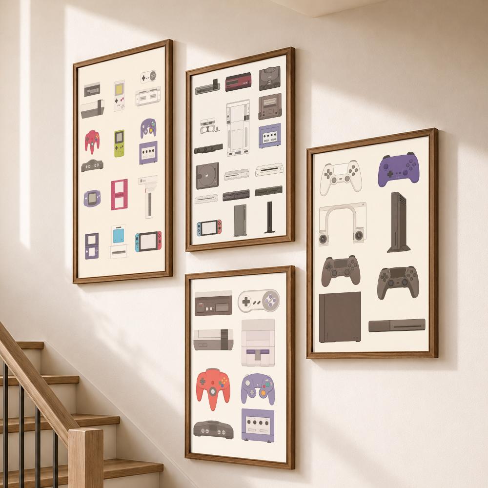 Gaming Console Cafe - Poster Nostalgico della Console Portatile da