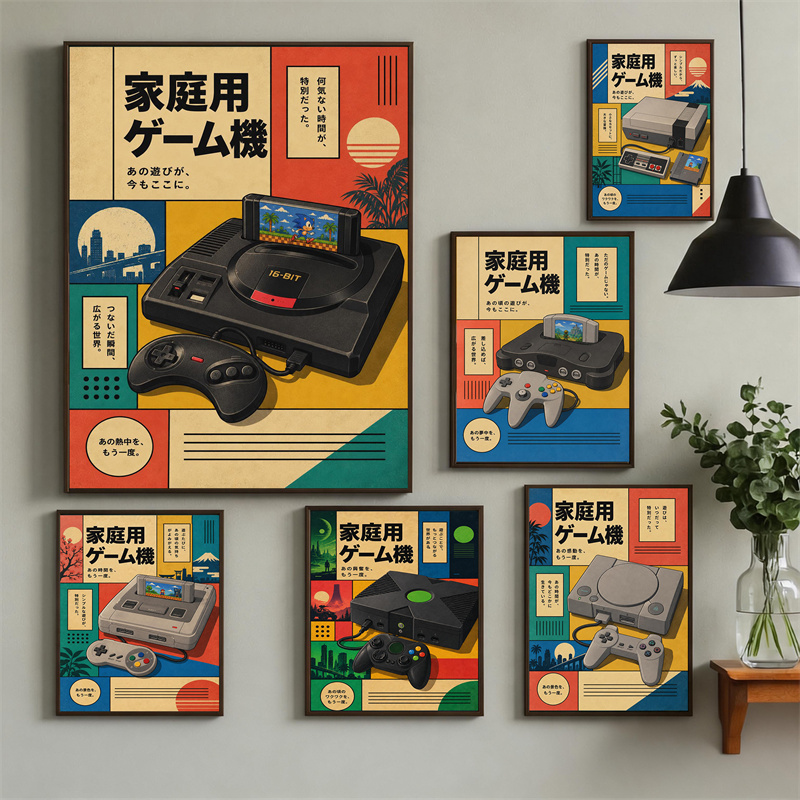Gaming Console In 90S - Poster da Parete Retrò per Gaming